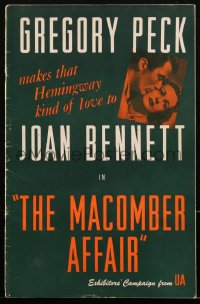 2j0733 MACOMBER AFFAIR pressbook 1947 Gregory Peck, Joan Bennett, from Hemingway's story, very rare!