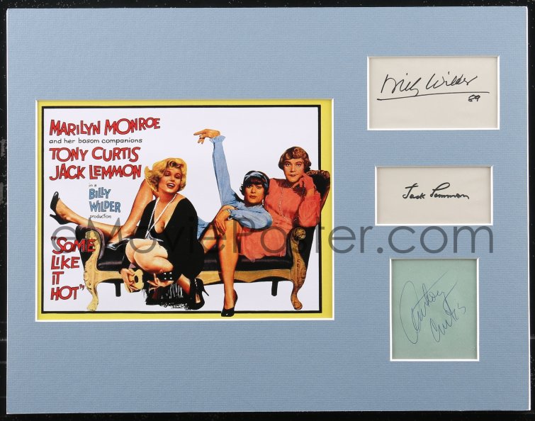 2j0019 Some Like It Hot 3 Signed 3x5 Index Cards In 14x18 Display 1959 By