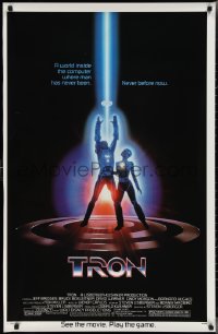 2k1394 TRON 1sh 1982 Walt Disney sci-fi, Bridges, rare w/ tagline 'see the movie, play the game'!