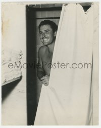 2p1635 ERROL FLYNN deluxe 10.5x13.25 still 1930s naked by curtain in the locker room of tennis club!