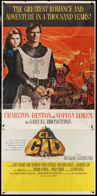 2p0467 EL CID 3sh 1961 Anthony Mann directed, art of armored Charlton Heston & sexy Sophia Loren!