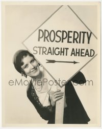 2p1902 JUNE COLLYER 8x10.25 still 1930 posing with sign for Paramount Publix Prosperity Week!