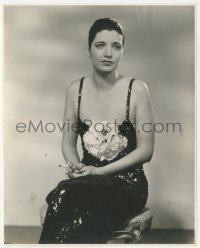 2p1904 KAY FRANCIS 7.75x9.75 still 1930s seated portrait in sequined gown & holding cigarette!