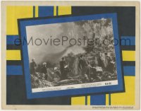 2p1908 KING KONG 8.25x10 still on printed background R1956 Robert Armstrong shooting at dinosaur!