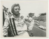 2p1914 LE MANS 8x10.25 still 1971 race car driver Steve McQueen in uniform with track in background!