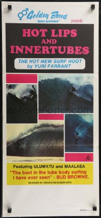 2p0551 HOT LIPS & INNERTUBES Aust daybill 1970s Yuri Farrant Australian surfing documentary!