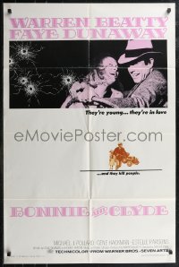 2p0702 BONNIE & CLYDE 1sh 1967 notorious crime duo Warren Beatty & Faye Dunaway, Arthur Penn!