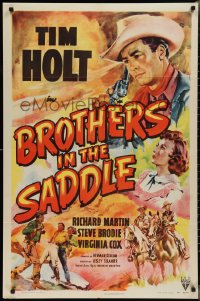 2p0706 BROTHERS IN THE SADDLE 1sh 1948 cool western art of cowboy Tim Holt, Virginia Cox!