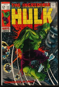 2p0509 INCREDIBLE HULK #111 comic book January 1967 Marvel Comics superhero, Shanghaied in Space!