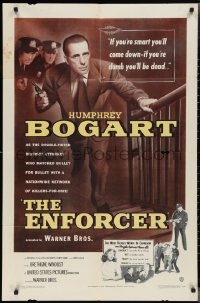 2p0763 ENFORCER 1sh 1951 Humphrey Bogart close up w/gun in hand, if you're dumb you'll be dead!