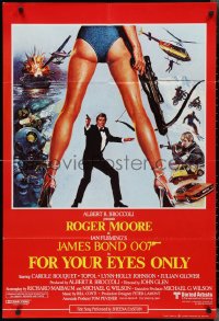 2p0652 FOR YOUR EYES ONLY English 1sh 1981 Roger Moore as James Bond, cool art by Brian Bysouth!