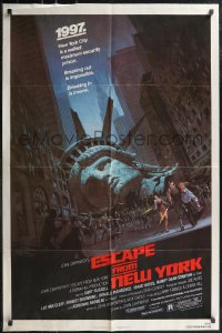 2p0767 ESCAPE FROM NEW YORK NSS style 1sh 1981 John Carpenter, decapitated Lady Liberty by Jackson!