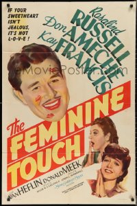 2p0772 FEMININE TOUCH style C 1sh 1941 Rosalind Russell & Francis cover Don Ameche w/kisses, rare!