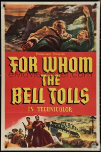 2p0778 FOR WHOM THE BELL TOLLS style B 1sh 1943 Armando Seguso art of Gary Cooper & Ingrid Bergman!