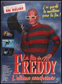 2p0279 FREDDY'S DEAD French 1p 1992 wacky image of Robert Englund as Freddy Krueger with 3-D glasses!