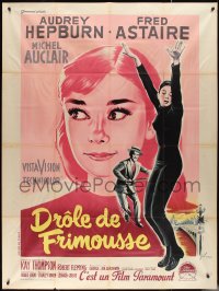 2p0280 FUNNY FACE French 1p 1957 Grinsson art of Audrey Hepburn close up & full-length + Astaire!