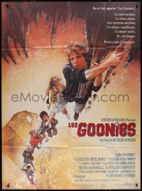 2p0282 GOONIES CinePoster REPRODUCTION French 1p 1985 Struzan art of cast hanging from stalactite!