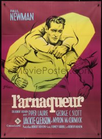 2p0291 HUSTLER French 1p 1962 completely different art of restrained Paul Newman by Grinsson!