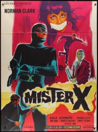 2p0300 MISTER X French 1p 1967 Enzo Tarantelli art of wacky masked superhero with cape & gun!