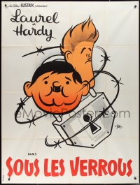 2p0310 PARDON US French 1p R1970s Bohle art of Stan Laurel & Oliver Hardy in padlock & barbed wire!