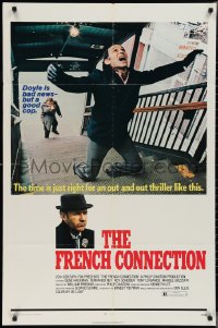 2p0783 FRENCH CONNECTION 1sh 1971 Gene Hackman in movie chase, directed by William Friedkin!