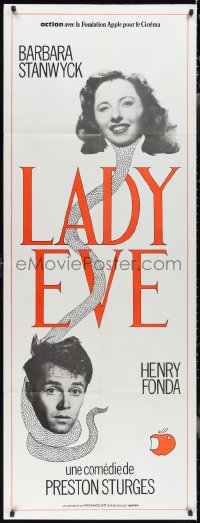 2p0253 LADY EVE French door panel R1980s Preston Sturges directed, Barbara Stanwyck & Henry Fonda!