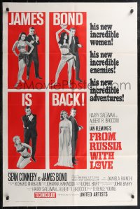 2p0789 FROM RUSSIA WITH LOVE style B 1sh 1964 Sean Connery as Ian Fleming's James Bond is back!