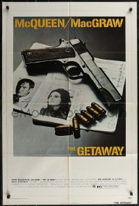 2p0794 GETAWAY 1sh 1972 Steve McQueen, McGraw, Sam Peckinpah, cool gun & passports image!