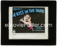 2p1755 KISS IN THE DARK glass slide 1925 Lillian Rich kissing Adolphe Menjou under the moon!