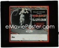 2p1761 LOVE CHARM glass slide 1921 vamp Wanda Hawley's charms are lost on very young Warner Baxter!