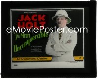 2p1768 MAN UNCONQUERABLE glass slide 1922 Jack Holt in pith helmet inherits South Seas plantation!