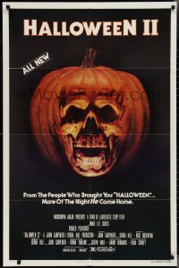 2p0802 HALLOWEEN II 1sh 1981 cool jack-o-lantern skull image, more of the night HE came home!