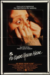 2p0808 HE KNOWS YOU'RE ALONE 1sh 1980 every girl is frightened the night before her wedding!