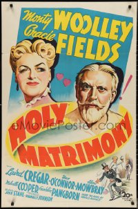 2p0815 HOLY MATRIMONY 1sh 1943 wacky romantic art of Monty Woolley & Gracie Fields!