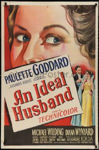 2p0820 IDEAL HUSBAND 1sh 1948 art of pretty Paulette Goddard, Oscar Wilde, Alexander Korda