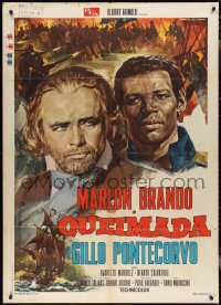 2p0384 BURN Italian 1p 1970 Gillo Pontecorvo, art of Marlon Brando by Rodolfo Gasparri!