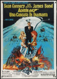 2p0394 DIAMONDS ARE FOREVER Italian 1p 1971 Sean Connery as James Bond & girls by de Berardinis!