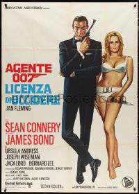 2p0530 DR. NO Italian 1p R1971 Sciotti art of Sean Connery as James Bond & Ursula Andress in bikini!