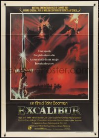 2p0397 EXCALIBUR Italian 1p 1981 John Boorman, cool medieval fantasy sword artwork by Bob Peak!