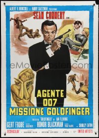 2p0401 GOLDFINGER Italian 1p R1970s art of Sean Connery as James Bond + sexy golden Shirley Eaton!