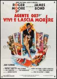 2p0406 LIVE & LET DIE Italian 1p R1970s art of Roger Moore as James Bond & sexy tarot cards!