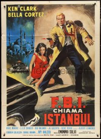 2p0449 NONE BUT THE LONELY SPY Italian 1p 1964 F.B.I. chiama Istanbul, cool crime art by Casaro!