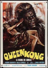 2p0534 QUEEN KONG Italian 1p 1977 fantastic art of giant female ape carrying man in London!