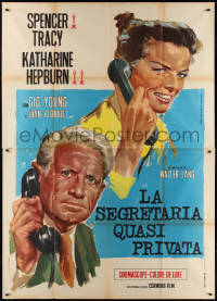 2p0345 DESK SET Italian 2p R1968 Scalera & Tarantelli art of Spencer Tracy & Katharine Hepburn!