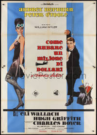 2p0352 HOW TO STEAL A MILLION Italian 2p 1966 art of sexy criminal Audrey Hepburn & Peter O'Toole!