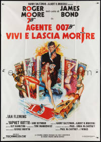 2p0358 LIVE & LET DIE Italian 2p R1970s JO art of Roger Moore as James Bond & sexy tarot cards!