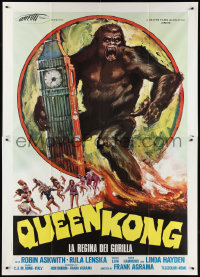 2p0363 QUEEN KONG Italian 2p 1977 fantastic art of giant ape terrorizing Big Ben in London!