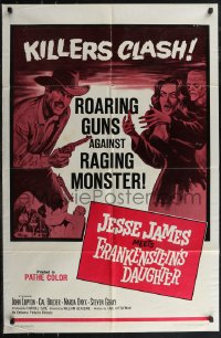 2p0836 JESSE JAMES MEETS FRANKENSTEIN'S DAUGHTER 1sh 1965 roaring guns vs raging monster!