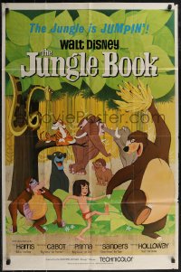 2p0838 JUNGLE BOOK 1sh 1967 Walt Disney cartoon classic, great image of Mowgli & friends!