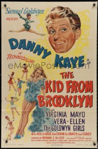 2p0843 KID FROM BROOKLYN 1sh 1946 great art of Danny Kaye, sexy Virginia Mayo & Vera-Ellen!